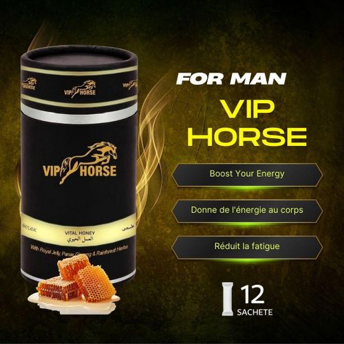 Miel VIP HORSE 12 Sachets - miel bio pour hommes avec polen d'abeille naturel et mélange d'herbes 100 % pures