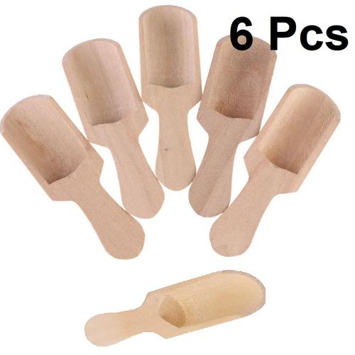 6 Pcs Petites Cuillères en Bois – Ustensiles Naturels pour Cuisine, Sucre, Café et Épices