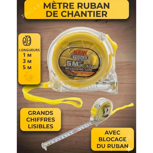 Ruban à mesurer 5 mètres, épais, autobloquant, outil de travail du bois caoutchouté, règles précises et claires