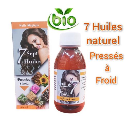 7 Huiles naturel pressées à froid / riches en vitamines A-B-E-K et des acides gras essentielles 125 ml