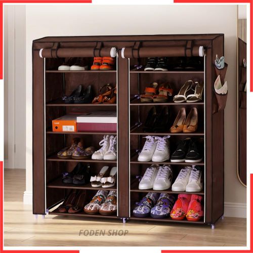 Meuble Rangement Chaussures Grande Capacité 12 étages,Armoire à Chaussures Pliable avec Housse Antipoussière (120 x 30 x 118 cm)