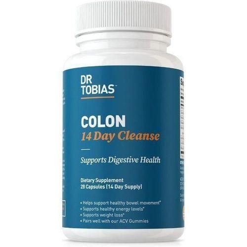 Dr. Tobias Colon 14 Day Cleanse, Détoxification avancée du système digestif pour femmes et hommes avec Cascara Sagrada, enveloppe de psyllium, feuille de séné et probiotiques, nettoyage du côlon sans OGM, 28 capsules 1 à 2 par jour
