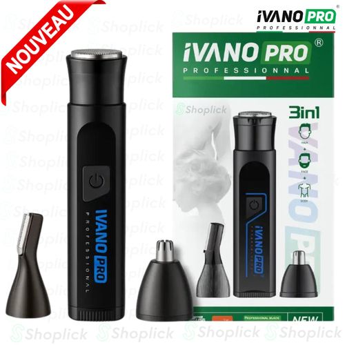 Rasoir électrique multifonction Ivano Pro IVO-1060 pour barbe, corps, nez. Compact, puissant, rechargeable USB
