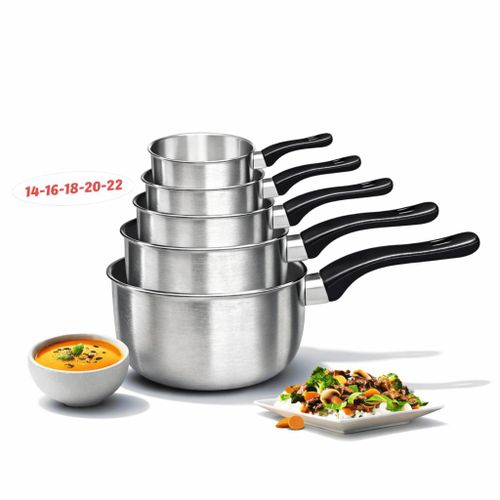 Set de casseroles 5 pièces Aluminium 100 Répartition uniforme de la chaleur Tailles 1416182022 cm