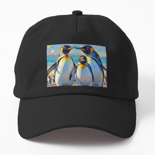 Pingouins avec des touches de points colors casquette noire personnalis