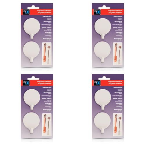 Lot de 4 - Crochet Adhésif Blanc - Fixation Murale Pratique - Pour Cuisine et Salle de Bain - Lot de 2