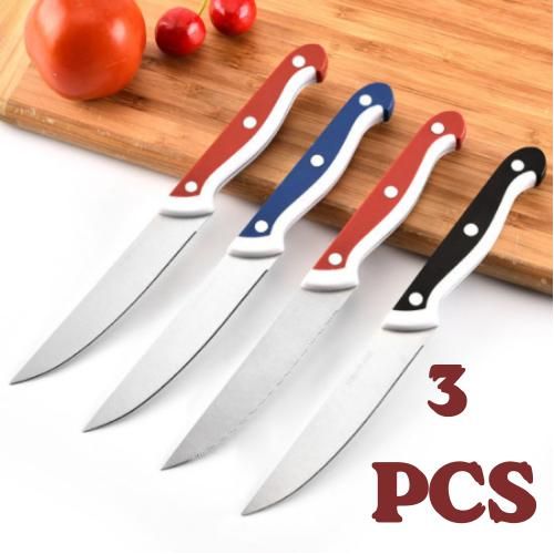 Ensemble 3 Couteaux Cuisine Inox – Coupe Précise Manche Confortable