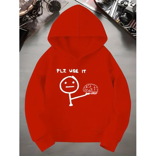 Pull à Capuche Décontracté pour Femmes avec Manches Longues et Imprimé "PLZ USE IT" & Graphique de Silhouette, Sweatshirt Rouge Vibrant à Cordon pour Automne/Hiver, Vêtements Confortables d'Extérieur, Mode Hivernale, Design Ludique, Matière Agréable