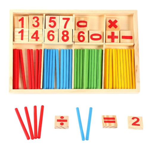 Coffret Montessori Mathématiques avec Chiffres, Symboles et Bâtons de Comptage en Bois