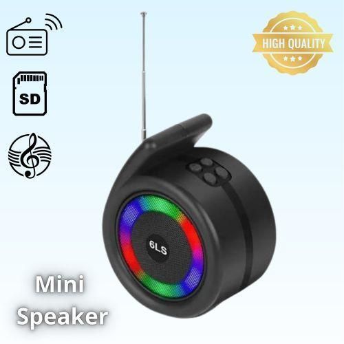 Mini Enceinte Noire 6LS – Haut-Parleur Portable avec Lumières LED