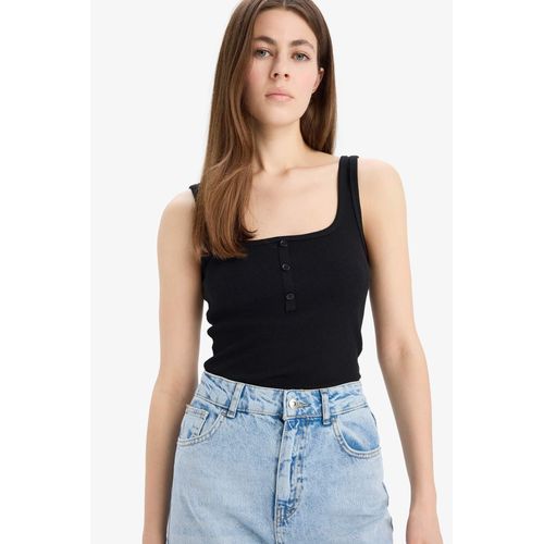 Débardeur slim côtelé à col carré