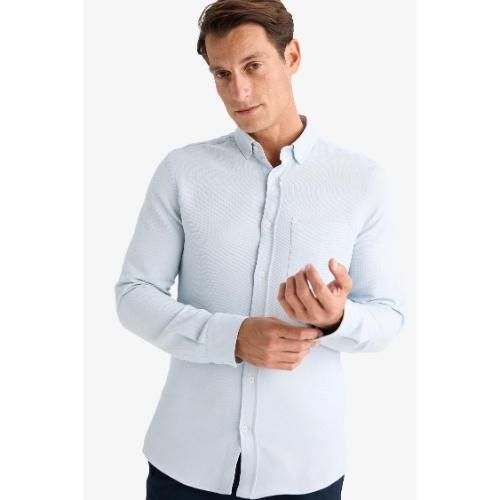 Chemise Homme coupe slim en coton - Bleu - T2066AZ.