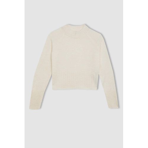 Pull Blanc cassé à Coupe standard et col rond pour Fille