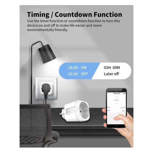 Prise intelligente avec commande à distance par la passerelle Zigbee et Smart Life app,commande vocale, Alexa 16 A