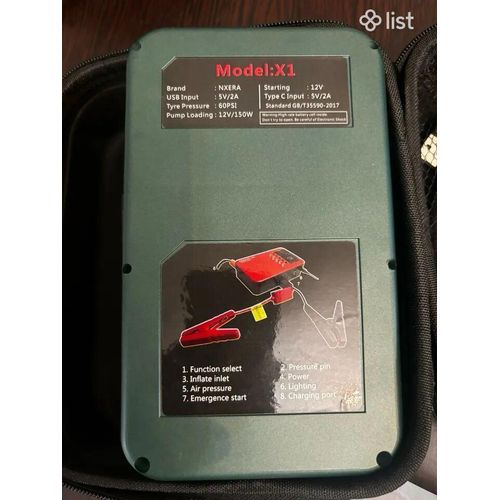 Démarreur voiture portable 12V avec compresseur et ports USB – Modèle X1