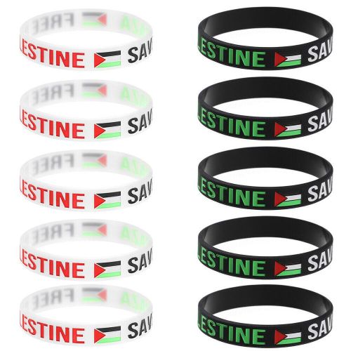 Pack 10 pièces Bracelets Free Palestine Free Gaza en Silicone Unisex
