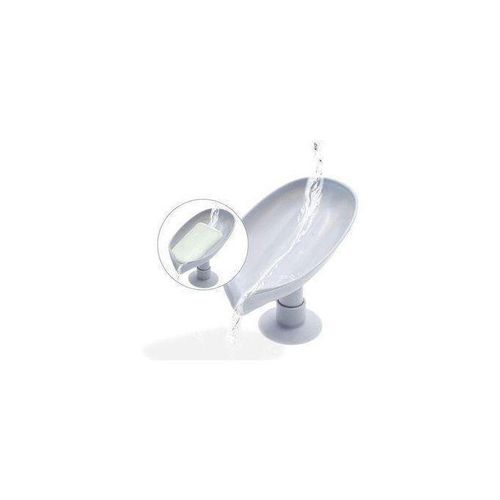 Porte-savon perforé gris avec égouttoir et ventouse