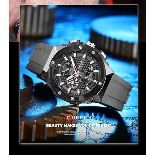 Montre de sport de luxe étanche à quartz à design rond lumineux quartz analogique avec bracelet en silicone sport