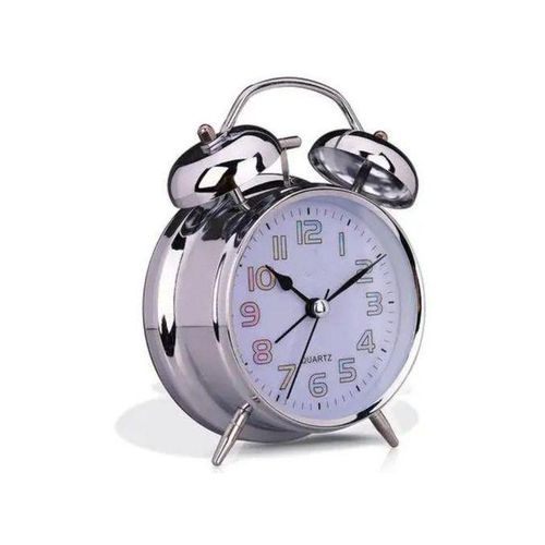 Grand Horloge Réveil -Argenté/Blanc