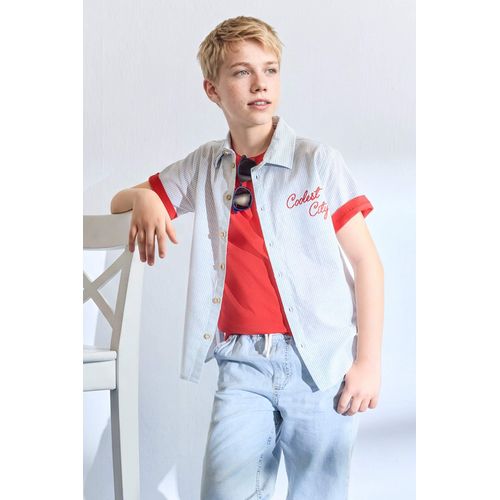 Chemise à manches courtes avec broderie Coupe régulière pour garçon