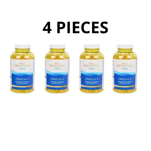 Pack x4 Omega 3 Fish Oil - 300 Capsules 180mg EPA et 120mg DHA Anti stress