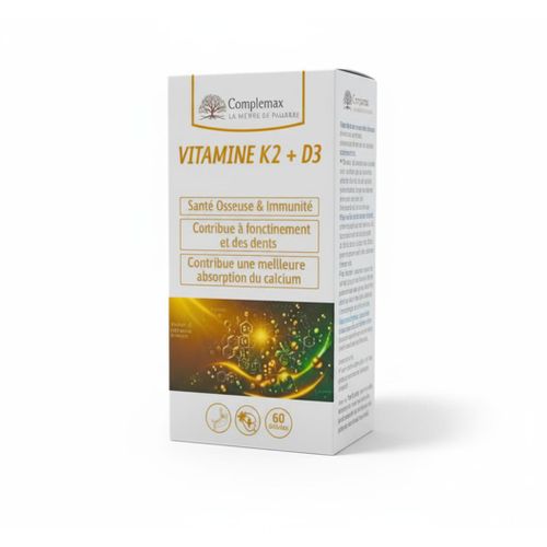Vitamines K2 + D3, Soutien Osseux, Immunitaire & Cardiaque, Absorption Optimale du Calcium, 60 Gélules