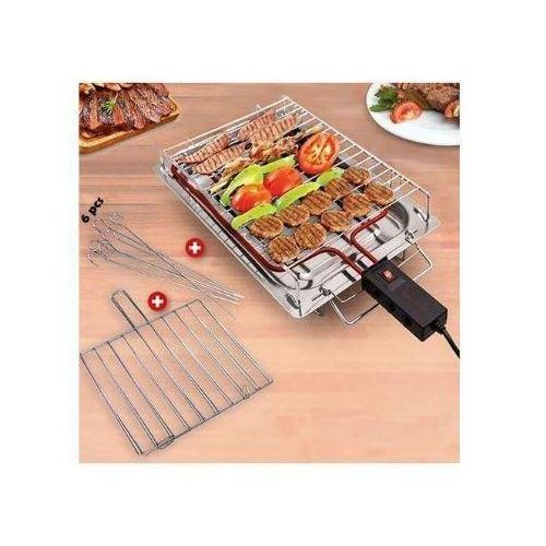 Barbecue électrique en Inox Avec 1 grillade + 6 Brochettes en inox offertes 2250w