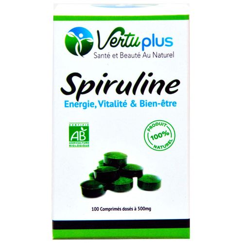 Spiruline Pure Complément Alimentaire Naturel pour Énergie, Vitalité & Détox 100 Comprimés
