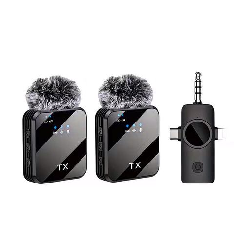 Pack Double Microphone Lavalier Sans Fil (1-Drag-2) - Réduction de Bruit Active pour iPhone & Smartphone - Idéal Interview & YouTube