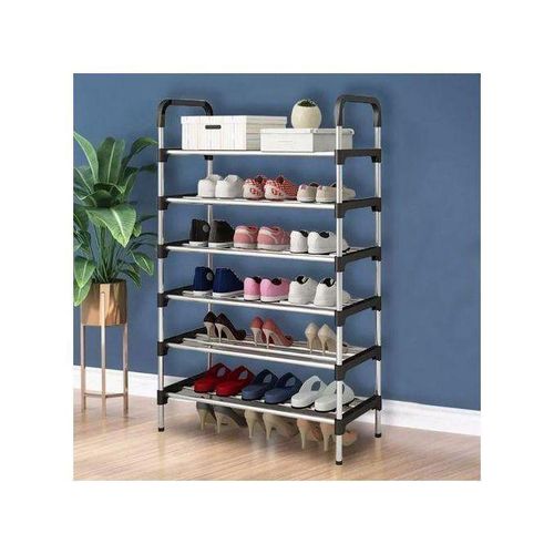Étagère à Chaussures 6 niveaux en métal pour entrée Salon Chambre