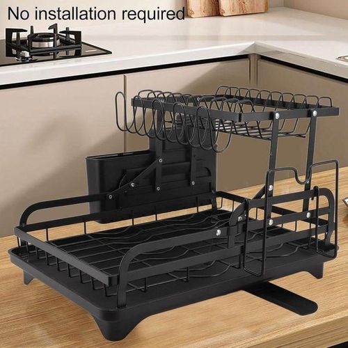 Égouttoir à Vaisselle Noir Élégance – Double Niveau