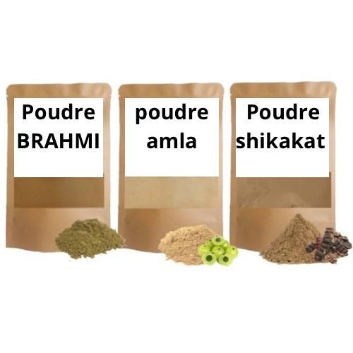 Poudre d'amla + Chikakai + Barhami 100 % naturelle