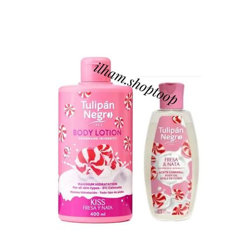 Lotion (400ml)+Huile corporelle (200ml)Fraise & Crème ( Fresa & Nata)