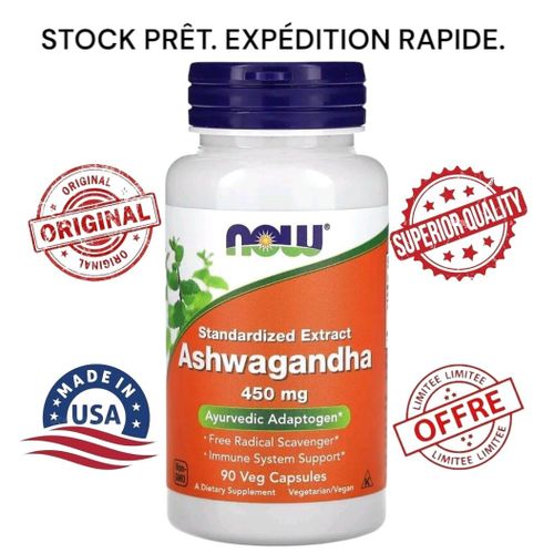 NOW Foods, Ashwagandha, Extrait standardisé, 450 mg, 90 capsules végétariennes