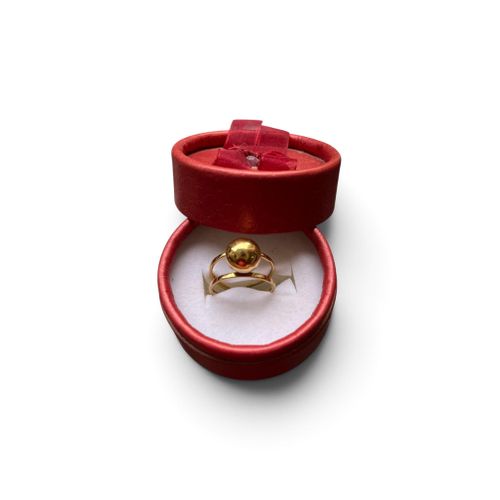 Bague ouverte double anneau à perle dorée – Finition brillante