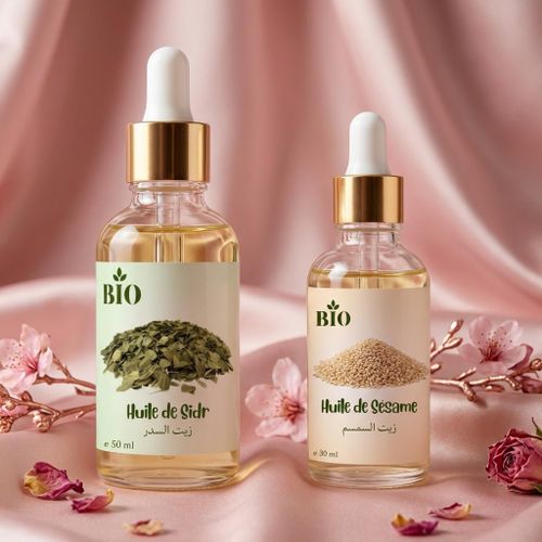 Sélection Huile de sidr 50 ml + Huile de sesame 30 ml usage peau cheveux