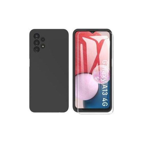 Coque Souple Liquid pour Samsung A13 4G Silicone Liquide Protection -noir + Incassable Verre De Protection Samsung Galaxy A13 4G