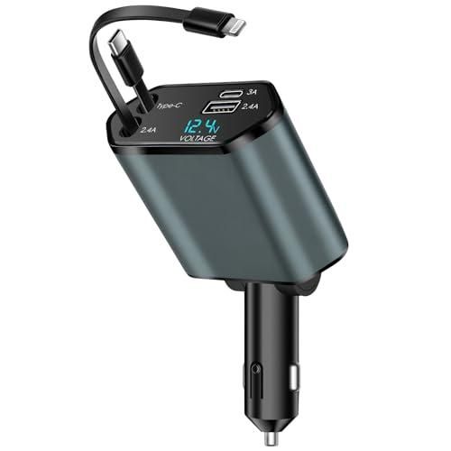 شحن سريع 139 وات – شاحن سيارة USB + Type-C مع كابلات Lightning/USB-C (CC-329)