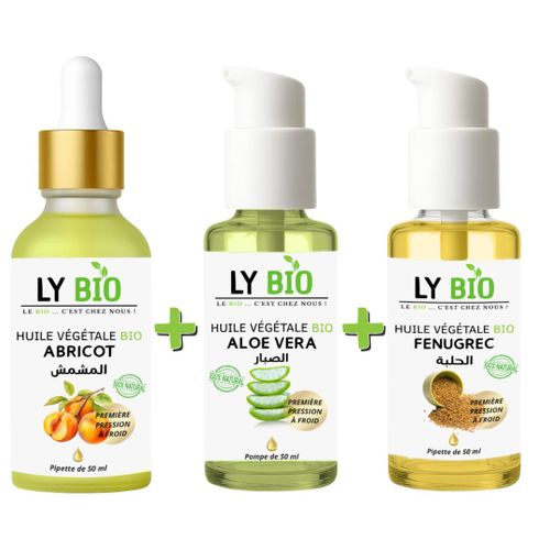 ليبيو باك زيت المشمش 50 مل - قطارة + زيت الصبار 50 مل - مضخة + زيت الحلبة 50 مل - مضخة