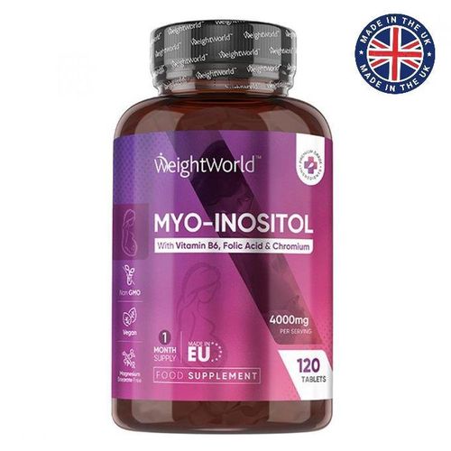 Myo inositol 4000mg Acide Folique Vitamine B6 B9 Chrome - La Vitamine B6 Contribue à la Régulation de lActivité Hormonale 120 Comprimés Vegan 1 Mois Myo Inositol Complexe avec Acide Folique