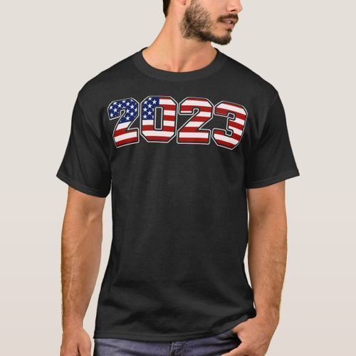 T-shirt 2023 with American flag stars and stripes