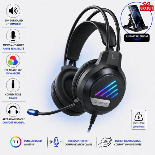 Casque Gaming Celebrat RGB – Son Immersif & Confort Absolu
