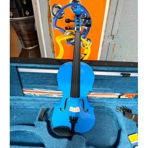 Violon acoustique de taille standard 4x4 avec étui rigide, colophane et archet.
