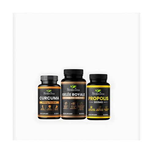 Pack de Compléments Alimentaires - Curcuma, Gelée Royale, Propolis - Renforce Immunité & Vitalité - 3 Flacons