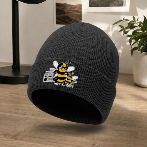 Bonnet unisexe sur le thème de l'abeille - Abeille sans bord, bonnet d'hiver léger et chaud adapté au vélo en plein air, à Noël et à Thanksgiving - Pull lavable à la main pour temps froid, pour les loisirs et les activités