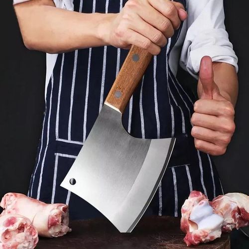 Couteau à couperet Viande Polyvalent pour Professionnels de la Cuisine avec Manche en Bois