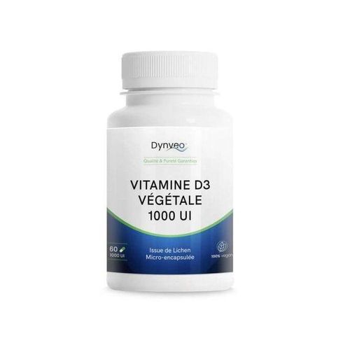 Vitamine D3 Végétale - Cholécalciférol - 60 Gélules 1000 UI par gélule - Source Naturelle issue du Lichen - Forme active micro-encapsulée - Meilleure assimilation - Vegan & Sans Additifs