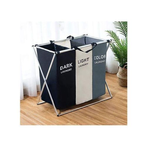 Panier de linge pliable, organisateur en forme de X, avec trois compartiments