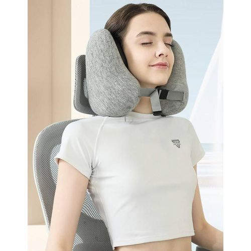 وسادة السفر ثلاثية الأبعاد المانع للضوضاء المحسّنة – 100% رغوة الذاكرة النقية، دعم 360° للرقبة، راحة تنفسية للطائرة، السيارة والمكتب