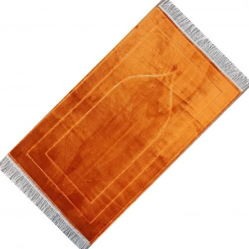 سجادة صلاة فاخرة قياس 65 × 110 سم ، لون برتقالي